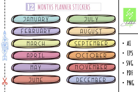 Download SVG Months Planner Stickers, to Do List - Premium Resources
