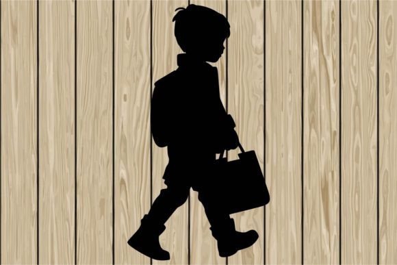 Download Little Boy Carrying Two Bags Silhouette - Bags Collection
