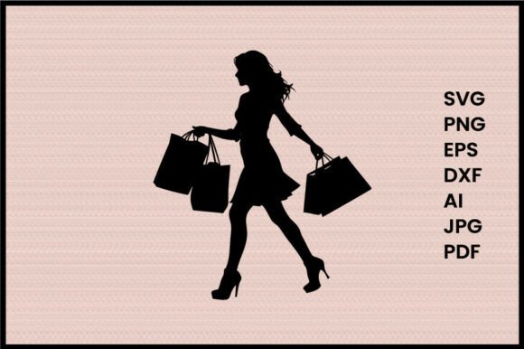 Download Girl with Paper Shopping Bags Silhouette - Bags Collection
