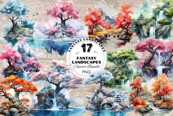 Download Fantasy Landscapes Trees &amp; Waterfall - Tree Collection
