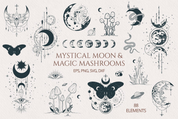 Download Mystical Moon &amp; Magic Mushrooms Set - Premium Resources