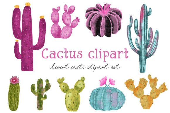 Download Vivid Colorful Cactus Clipart Set - Vivid Collection