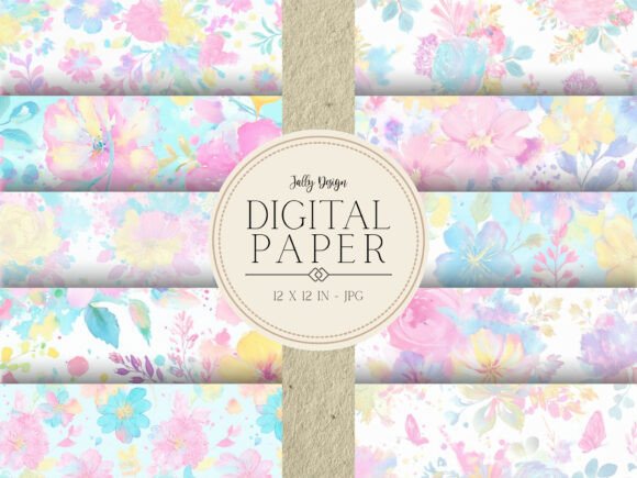 Download Vivid Pastel Flowers Digital Paper - Vivid Collection