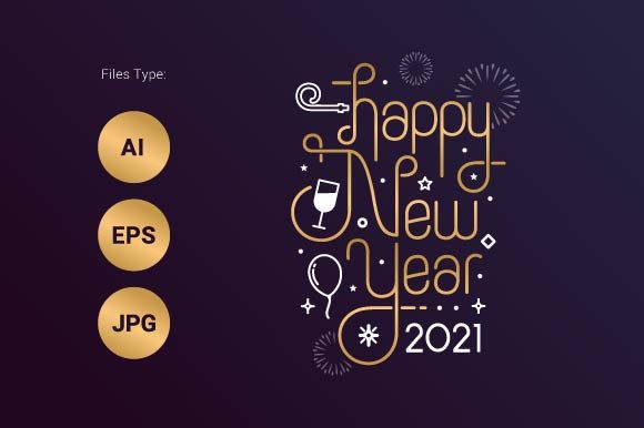 Download Happy New Year 2021 Lettering Typography - Happy new year 2021 Collection