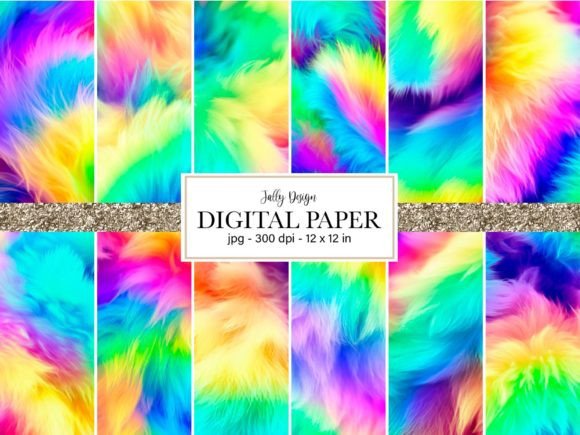 Download Vivid Rainbow Fluffy Fur Digital Paper - Vivid Collection