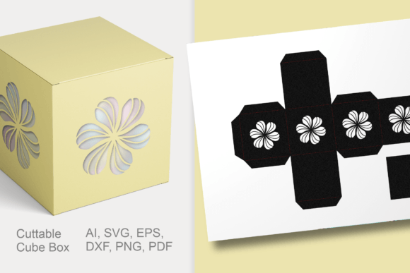Download Flower Shape Holes Cube Gift Box SVG - Cube Collection